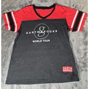Garth Brooks Shirt Womens Large Gray Red World Tour Jersey Concert Music Tee